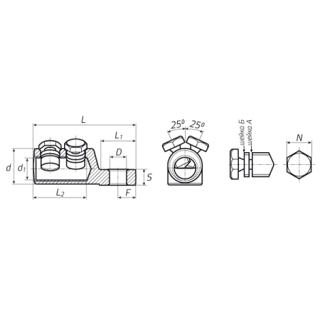 КВТ Наконечник болтовой 1НБ-10/25(Л) луженый (мин партия 10 шт.) 66607 KVT КВТ Наконечник болтовой 1НБ-10/25(Л) луженый (мин партия 10 шт.) 66607 KVT