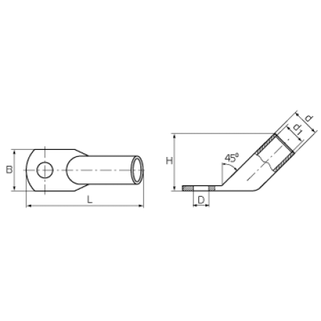 КВТ Наконечник угловой (45°) медный луженый ТМЛс(45) 70-12 (мин партия 50 шт.) 77805 KVT КВТ Наконечник угловой (45°) медный луженый ТМЛс(45) 70-12 (мин партия 50 шт.) 77805 KVT