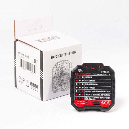 КВТ Тестер розеток и УЗО KT 105D КВТ Тестер розеток и УЗО KT 105D