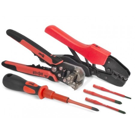 КВТ Универсальный набор для резки, снятия изоляции, опрессовки, и монтажа проводов UNI 79758 KVT КВТ Универсальный набор для резки, снятия изоляции, опрессовки, и монтажа проводов UNI 79758 KVT