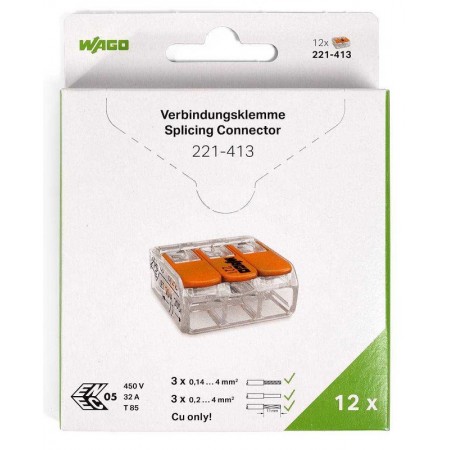 КВТ Клеммы WAGO 221-413/996-012 (3Х4,0мм2) (блистер 12шт.) 86580 KVT КВТ Клеммы WAGO 221-413/996-012 (3Х4,0мм2) (блистер 12шт.) 86580 KVT